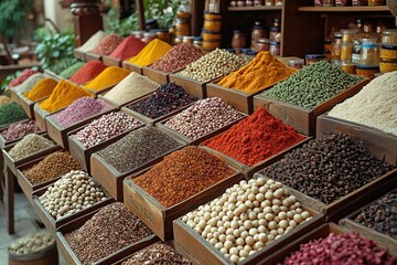 Colourful spices at a Zanzibar market